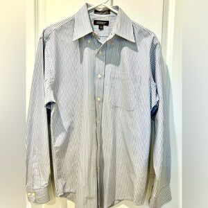 Croft and Barrow Blue and White Striped Shirt 15.5/34-35